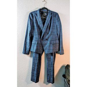 NWT Banana Republic Sz 6 Navy Plaid Wool Blazer and Pant Suit